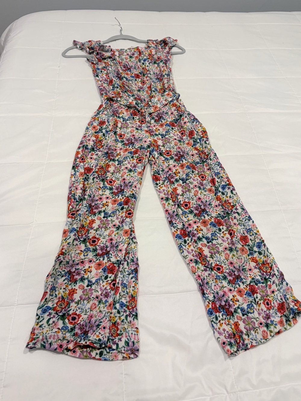 H&M Pink Multicolor Floral Wide-Leg Jumpsuit